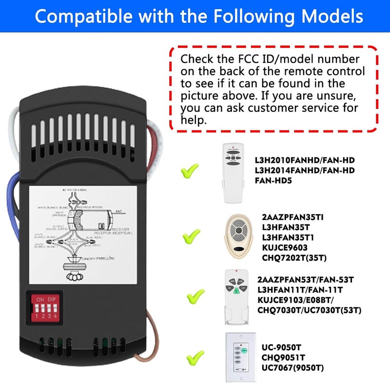 FEKOTS FAN28R Ceiling Fan Remote Control Receiver, Replacement for Hampton Bay Harbor Breeze Hunter, Replace 2AAZPFAN53T L3HFAN11T FAN-11T L3HFAN35T1 FAN-35T KUJCE9103 CHQ8BT7030T CHQ7030T FAN-53T UC7030T - Image 1